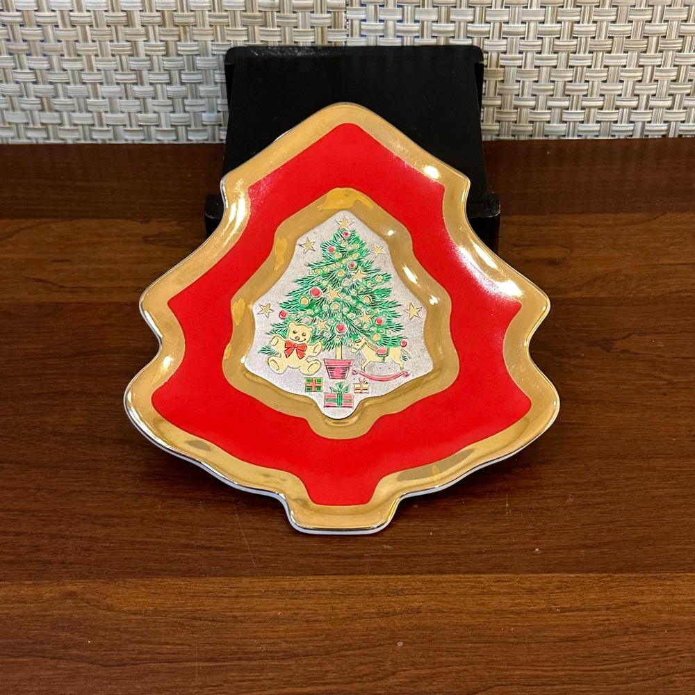 🎄VTG 1980s Christmas Chokin Tree Trinket  Dish Jamestown China Japan